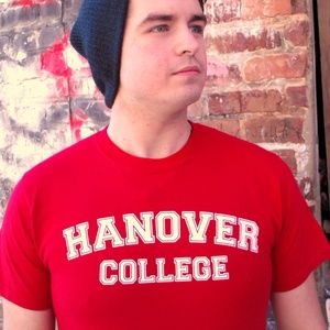 HANOVER COLLEGE Red Cotton Blend Size M T-Shirt